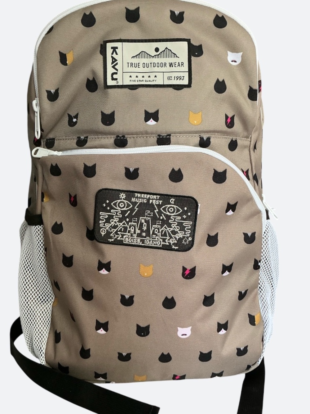 KAVU True Outdoor Wear Cat Print Backpack Treefort Music Festival Boise ID